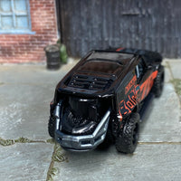Custom Hot Wheels - Ford Bronco R 4x4 - Black and Red - Black Mag Wheels - Off Road Rubber Tires
