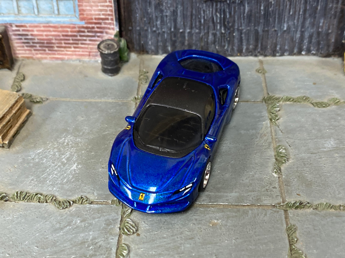 Custom Hot Wheels - Ferrari SF90 Stradale - Dark Blue - Chrome and Black Mag Wheels - Rubber Tires