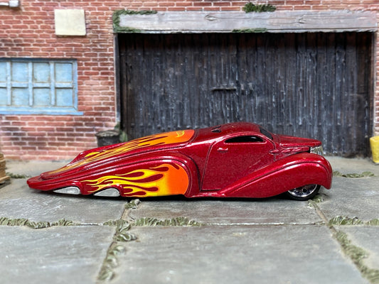 Loose Hot Wheels - Ooz Coupe - Dark Red with Flames