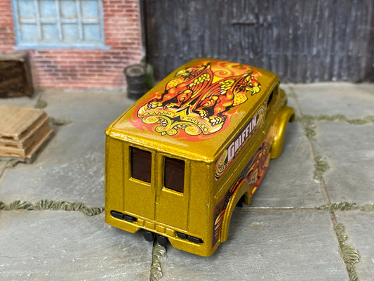 Custom Hot Wheels - Dairy Delivery - Gold Griffin - Black and Gold Mag Wheels - Redline Rubber Tires