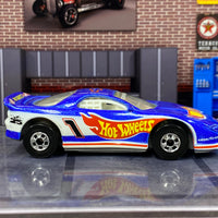 Loose Hot Wheels - 1992 Chevy Camaro Race Car (1995 Blackwall Wheels) - Blue and White Hot Wheels