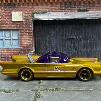 Custom Hot Wheels - Batman Batmobile - Gold and Purple - Black and Gold Mag Wheels - Rubber Tires