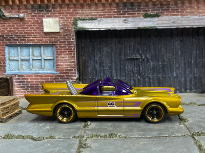 Custom Hot Wheels - Batman Batmobile - Gold and Purple - Black and Gold Mag Wheels - Rubber Tires