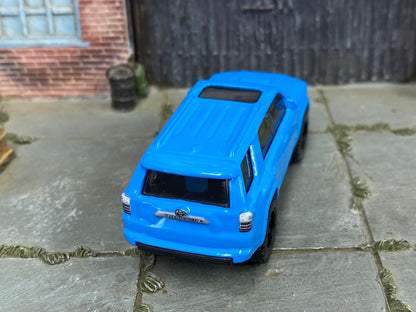 Custom Matchbox - 2018 Toyota 4 Runner - Blue - Black 6 Spoke Wheels - Off Road Rubber Tires
