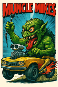 Monster Mugs 005 Hot Rod Coffee Mug — Muncle Mikes artwork close-up