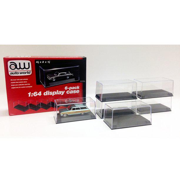 Auto World 1/64 Display Case with Black Base 6 Pack — exact product view