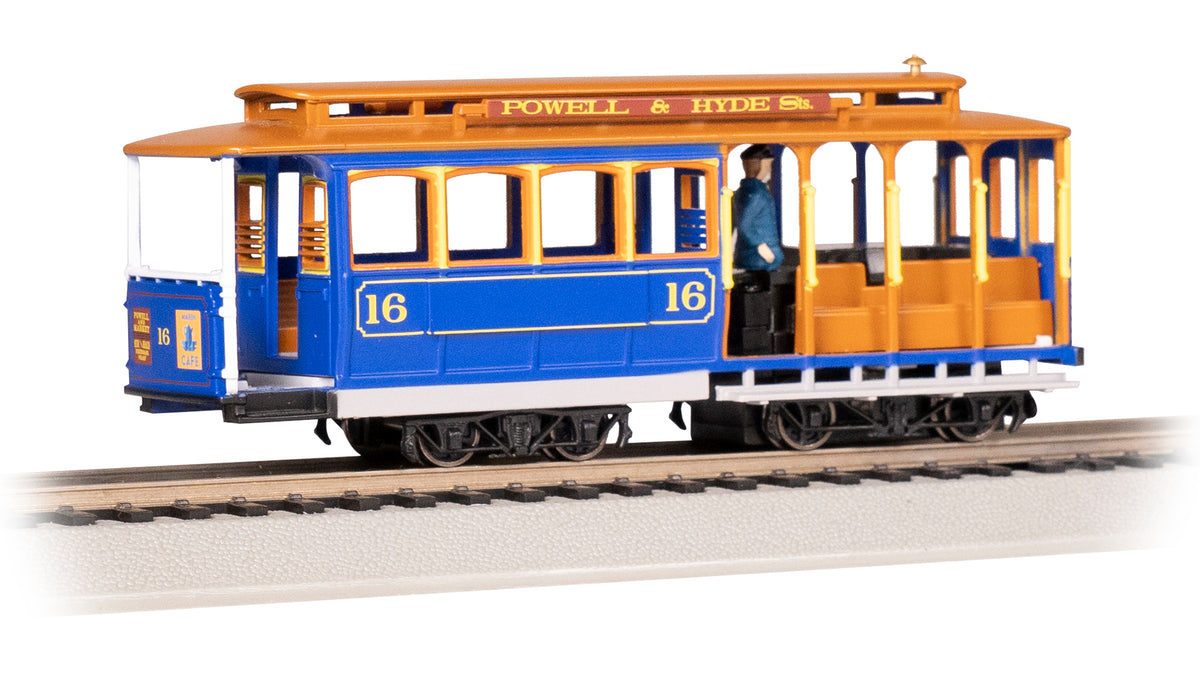 Bachmann HO Cable Car with Grip Man - Blue & Tan #16 — product view 1