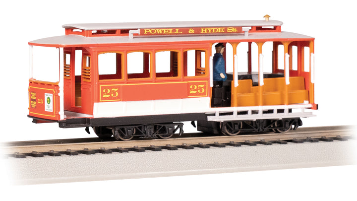Bachmann HO Cable Car with Grip Man - Red & Gray #25 — product view 1