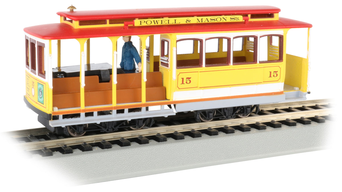 Bachmann HO Cable Car with Grip Man - Yellow & Red — product view 1