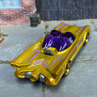 Custom Hot Wheels - Batman Batmobile - Gold and Purple - Black and Gold Mag Wheels - Rubber Tires