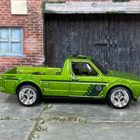 Custom Hot Wheels - Volkswagen Caddy - Green - Chrome Mag Wheels - Rubber Tires