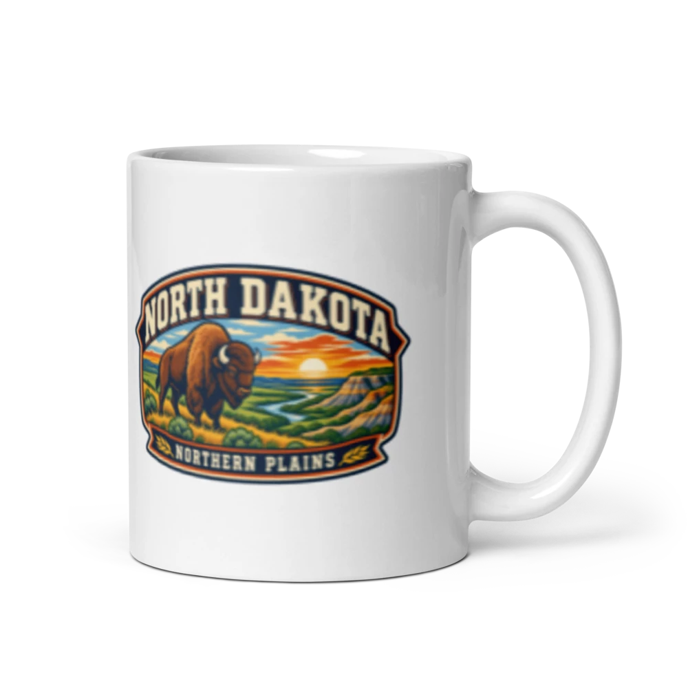 North Dakota Heritage Badge Coffee Mug – 11 oz product mockup