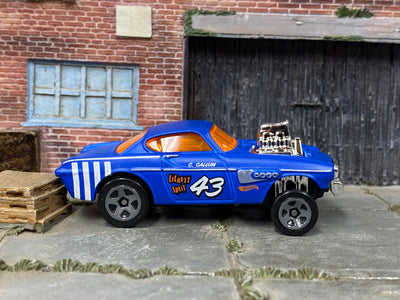 Loose Hot Wheels - Volvo P1800 Gasser - Satin Blue, White and Orange 43