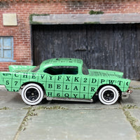 Loose Hot Wheels - 1957 Chevy - Green and White Art Car