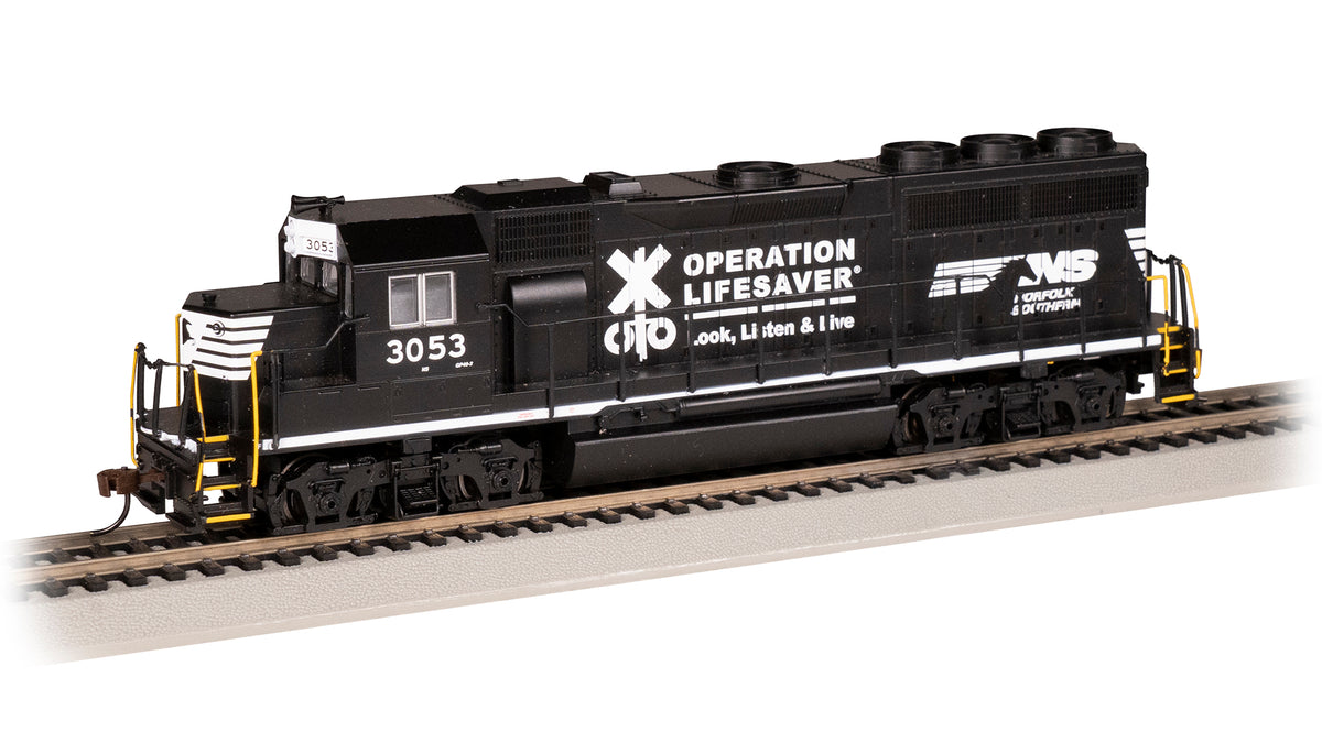 Bachmann HO EMD GP40 - Norfolk Southern #3053 (Operation Lifesaver) — product view 1