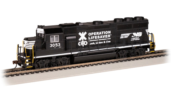Bachmann HO EMD GP40 - Norfolk Southern #3053 (Operation Lifesaver) — product view 1