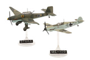 Revell Bf109E and Ju87B Stuka actual assembled models on display stands