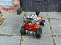 Radio Flyer Wagon custom showing chrome engine and rear wing, rear view