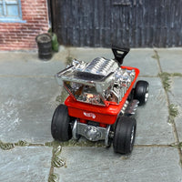 Custom Hot Wheels - Radio Flyer Wagon Drag Car - Red and White - Chrome Mag Wheels - Firestone Rubber Tires