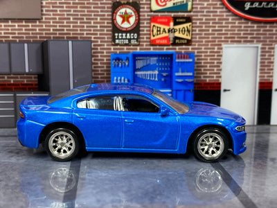 Custom Matchbox - 2018 Dodge Charger - Blue - Chrome BBS Wheels - Rubber Tires