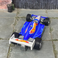 Custom Hot Wheels - Hot Wheels Indy Car (1992) - Hot Wheels Blue - Gray Mag Wheels - Rubber Tires