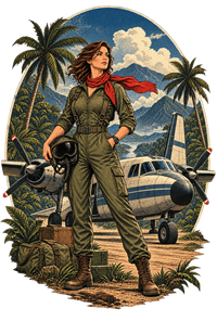 Vintage Aviation Pin-Up T-Shirt – Edition 09 artwork close-up