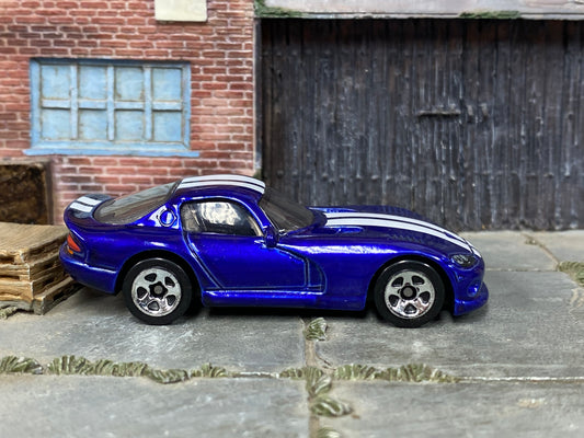 Loose Hot Wheels - 1996 Dodge Viper GTS - Blue and White