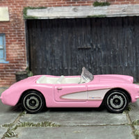 Loose Hot Wheels - 1956 Chevy Corvette - Barbie Pink and White