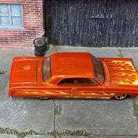 Loose Hot Wheels - 1964 Chevy Impala - Orange with Flames