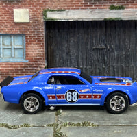 Custom Hot Wheels - 1968 Mercury Cougar - Blue Stars and Stripes - Chrome AMR Wheels - Rubber Tires