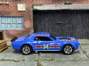 Custom Hot Wheels - 1968 Mercury Cougar - Blue Stars and Stripes - Chrome AMR Wheels - Rubber Tires