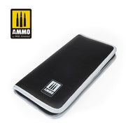 AMMO A.MIG-8580 Brush Arsenal protective zippered case closed; set includes seventeen brushes