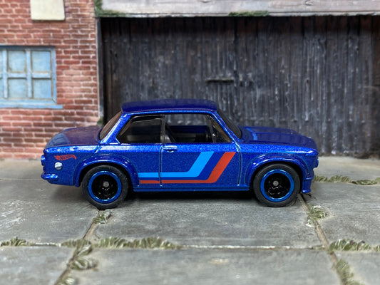 Custom Hot Wheels - BMW 2002 - Blue - Black and Blue Mag Wheels - Rubber Tires