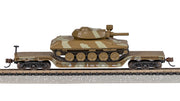 Bachmann N 52' Center-Depressed Flat Car - Green Camo with Sheridan Tank — product view 2