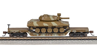 Bachmann N 52' Center-Depressed Flat Car - Green Camo with Sheridan Tank — product view 2