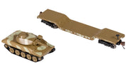 Bachmann N 52' Center-Depressed Flat Car - Green Camo with Sheridan Tank — product view 5