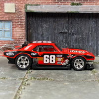 Custom Hot Wheels - 1968 Chevy Camaro - Red and Black 68 - Chrome Mag Wheels - Rubber Tires