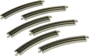 Six Bachmann 44801 N-scale 11.25-inch-radius curved E-Z Track sections