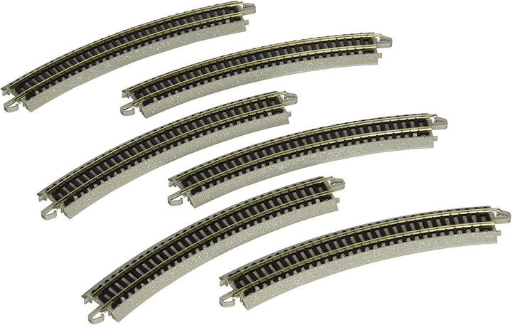 Six Bachmann 44801 N-scale 11.25-inch-radius curved E-Z Track sections