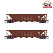 Broadway Limited N H32 Covered Hopper 2pk A PRR/Red w/White Circle Keystone — exact product reference