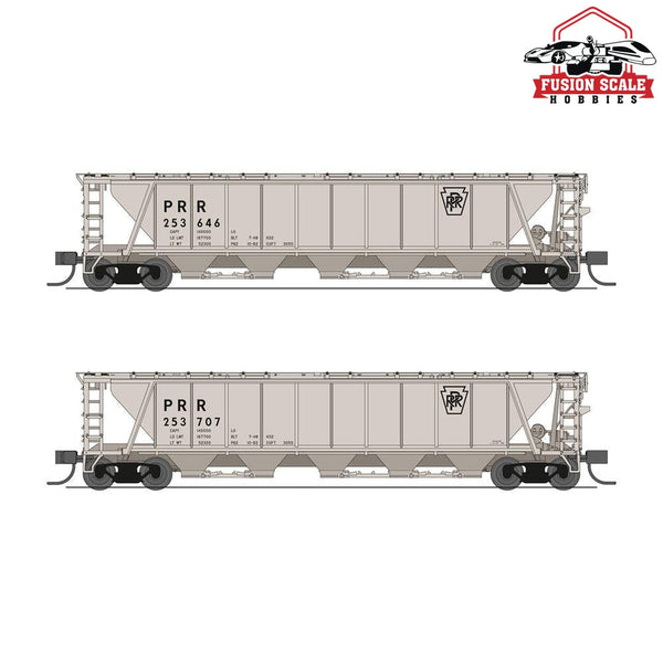 Broadway Limited N H32 Covered Hopper 2pk PRR/Gray w/PRR & Black Keystone — exact product reference
