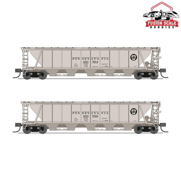 Broadway Limited N H32 Covered Hopper 2pk PRR/Gray PRR & Black Keyst — exact product reference
