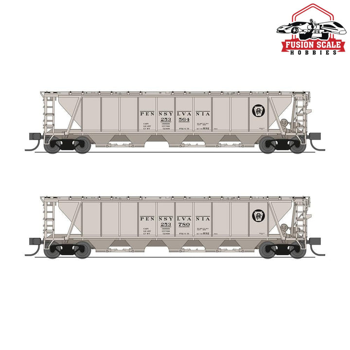 Broadway Limited N H32 Covered Hopper 2pk PRR/Gray PRR & Black Keyst — exact product reference