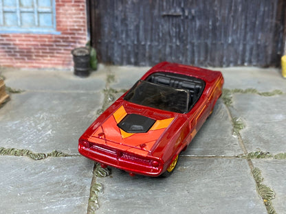 Custom Hot Wheels - Plymouth Barracuda - Red and Orange - Gold Mag Wheels - Rubber Tires