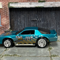 Custom Hot Wheels - Blown Camaro - Blue - Chrome Steel Wheels - Rubber Tires