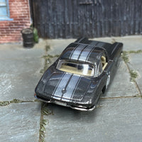 Custom Hot Wheels - 1962 Chevy Corvette - Gray and Silver - Gray and Chrome Mag Wheels - Rubber Tires