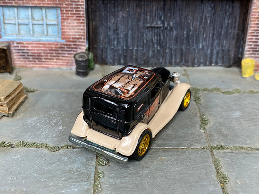 Custom Hot Wheels - 1930 Ford Model A - Black and Tan "The good, The Bad and the Speedy" - Gold Mag Wheels - Rubber Tires