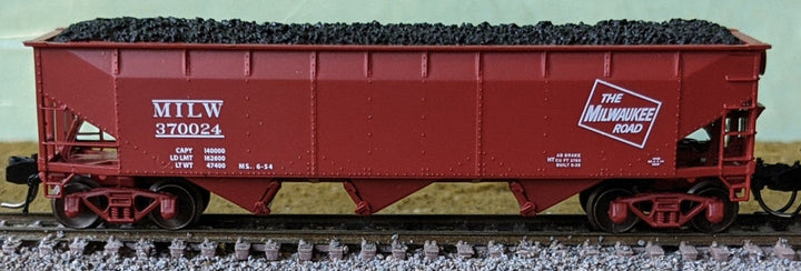 Bluford Shops N 74184 3-Bay Offset Side Hopper Milwaukee Road 'Post-1953' MILW #370139 — manufacturer reference