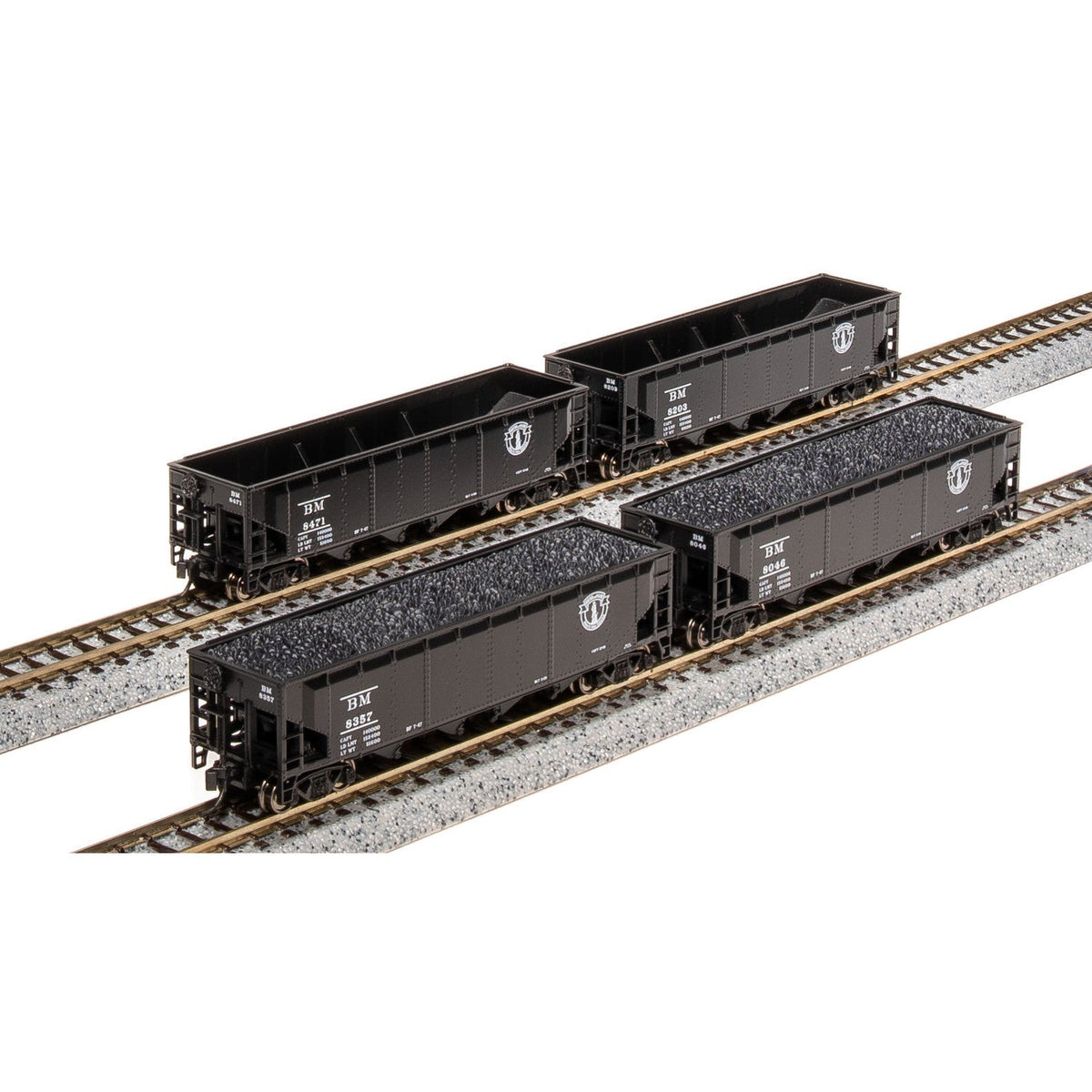 Broadway Limited N ARA 70t Quad Hopper 4pk A B&M/post-1947 Minute Man — exact product reference