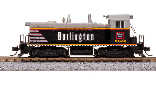 Broadway Limited Imports N EMD NW2, CBQ 9412B, "Burlington" billboard, Paragon4 Sound/DC/DCC — product view 1